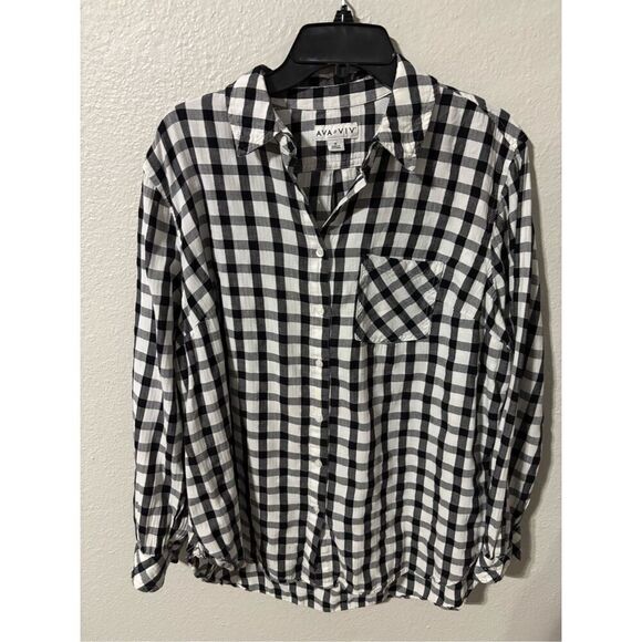 ❤️Ava & Viv Gingham Patterned Blouse - Picture 1 of 5